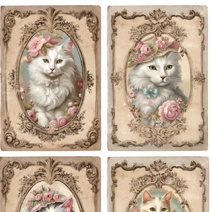 Papier de riz pour découpage, collage de portraits de chat victorien vintage, scrapbooking, journaux, différentes tailles et types de papier disponibles.