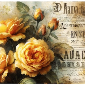 Papier de riz roses vintage pour découpage, revalorisation de meubles, journaux, fabrication de cartes et travaux manuels en papier décoratif