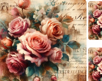 Vintage Rosa Rosen Reispapier: Decoupage, Scrapbooking, Kartenherstellung