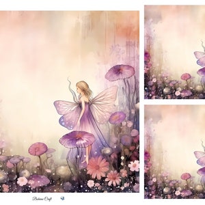 Carta di riso per decoupage / collage di fate acquerello fantasy / tessuto di gelso / scrapbooking / 1 foglio A4 / 30 g/2