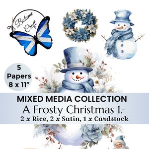 Set di carta decorativa mista, Natale gelido, decoupage, diari, scrapbooking, creazione di biglietti A4
