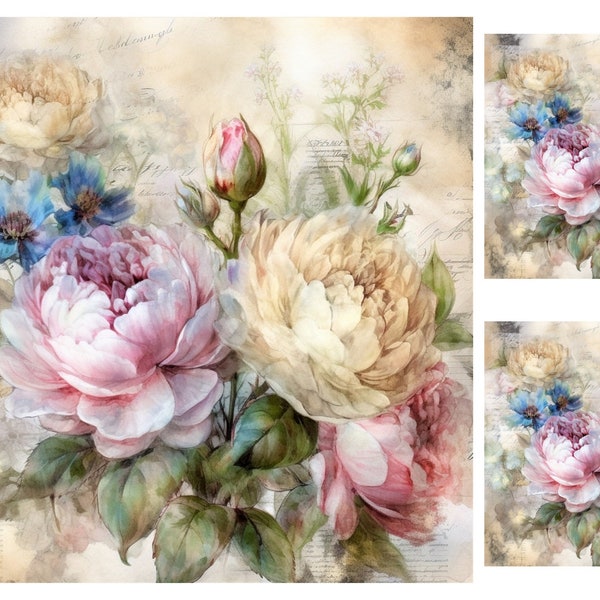 Vintage Roses Rice Paper For Decoupage, Furniture Upcycle, Journals, Card Making And Decorative Paper Crafts