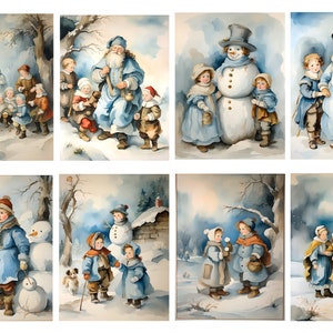 Christmas Rice Paper for Decoupage, Vintage Snowmen, Decorative Paper Crafts, Scrapbooking Ephemera, Card Making, Festive Decor