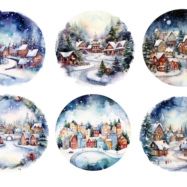 Papier de riz décoratif pour découpage/collage de scènes de neige de villages d'hiver, scrapbooking/fabrication de cartes/30 g/2