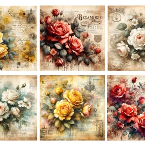 Papier de riz roses pour découpage, scrapbooking, journaux intimes, fabrication de cartes et travaux manuels en papier décoratif, collage de roses