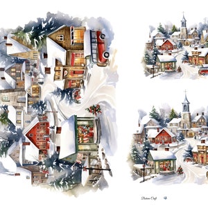 Decorative Rice Paper for Decoupage / Winter Snow Scenes / Scrapbooking / Card Making / 30gm/2