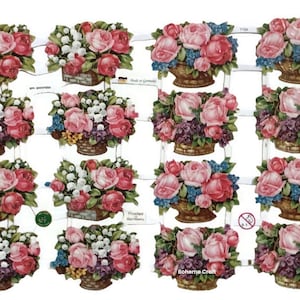 Troqueles de papel de rosas rosas para decoupage, scrapbooking, manualidades decorativas, fabricación de tarjetas, diarios, decoración de velas, EF 7134