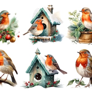 Carta di riso natalizia per decoupage, scena innevata di Red Robin, artigianato decorativo in carta, creazione di biglietti, effimeri album di ritagli, decorazioni fai da te per le feste