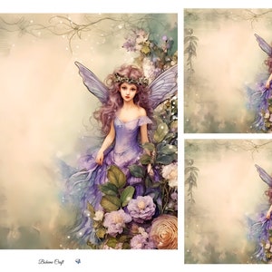 Carta di riso per decoupage / collage di fate acquerello fantasy / tessuto di gelso / scrapbooking / 1 foglio A4 / 30 g/2