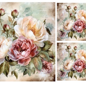 Vintage Roses Rice Paper For Decoupage, Scrapbooking, Journals, Card Making And Decorative Paper Crafts