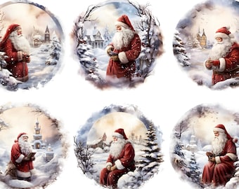 Santa Snow Scene Rice Paper: Christmas Decoupage Paper