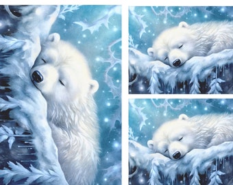 Rice Paper For Decoupage, Winter Polar Bear Snow Scene, Card Making, Scrapbooking, Decorative PaperCrafts, Journals