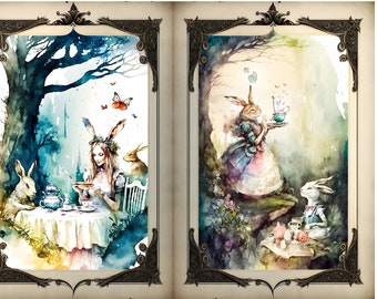 Rice Paper for Decoupage / Fairytale Alice / Mulberry Tissue / Scrapbooking / Decorative Paper Crafts