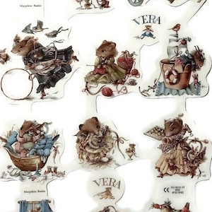 Relieves de chatarra de papel en relieve troquelado vintage, hoja de álbum de recortes de Vera Mouse, Ephemera coleccionable, por MLP 1764, B18