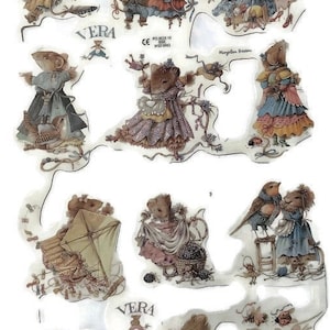 Relieves de chatarra de papel en relieve troquelado vintage, hoja de álbum de recortes de Vera Mouse, Ephemera coleccionable, por MLP 1777, B17