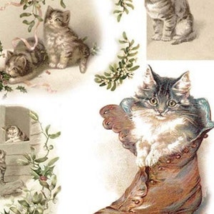 Papier de riz chat vintage pour découpage, éphémères de scrapbooking, fabrication de cartes, journaux, travaux manuels décoratifs en papier, R1017