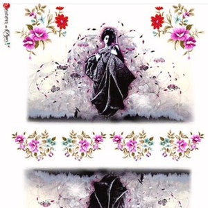 Rice Paper for Decoupage, Geisha, Decorative Mulberry Tissue, Scrapbooking, Card Making, Journals, Mixed Media Collage, 1 A4 Sheet