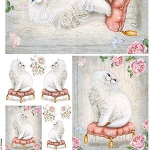 Papier de riz pour décoration, chats, mouchoir en papier, mûrier décoratif, scrapbooking, fabrication de cartes, 1 feuille A4, PD133