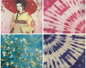 4 Lunch Paper Napkins for Decoupage Party Table Craft Vintage Japanese Cranes
