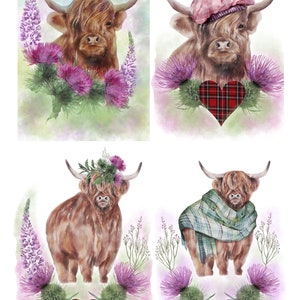 Papel de arroz para decoupage, colagem de vacas das Terras Altas, scrapbooking, arte de parede, criação de cartões, diário, papel decorativo, decoração DIY
