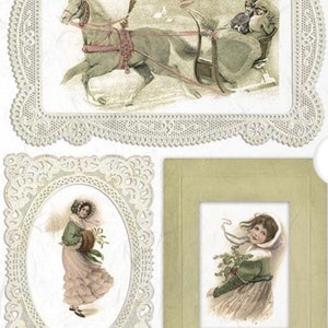Vintage Winter Snow Scene Rice Paper for Decoupage, Scrapbooking Ephemera, Furniture Decor, Card Making, candle Decor, R1025