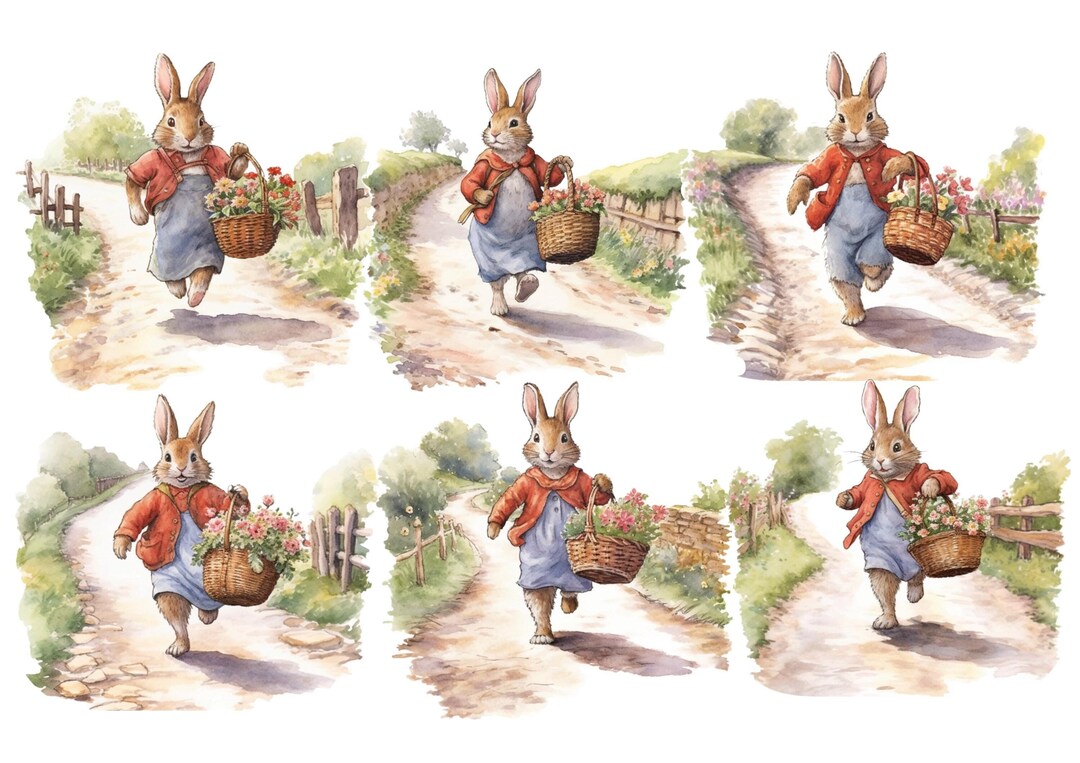 Country Rabbit Rice Paper for Decoupage, Card Making, Decorative Paper ...