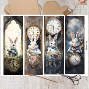Papier de riz pour découpage / Lapins féeriques d'Alice / Loisirs créatifs en papier décoratifs / Albums éphémères de scrapbooking / Techniques mixtes / Fabrication de cartes / Carnets