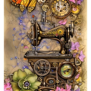 Carta di riso decorativa per decoupage, tessuto di gelso, macchina da cucire Steampunk, diario, mobili fai da te, A4