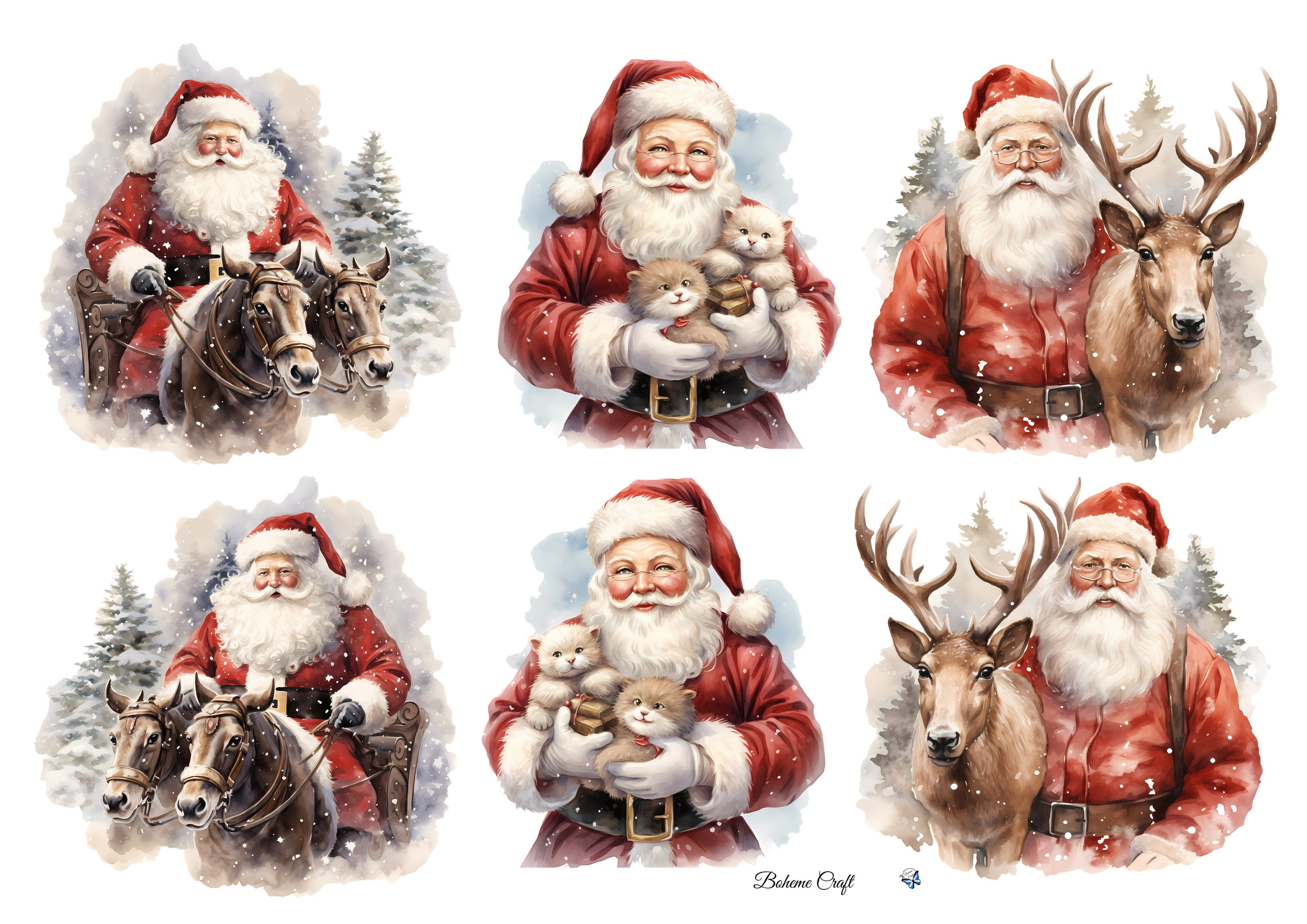 Parchment Texture Sheets - Christmas Santa Reindeer - Intricut Edibles