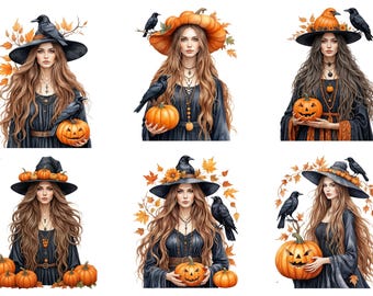 Witch & Pumpkins Rice Paper for Decoupage: Halloween Scrapbooking