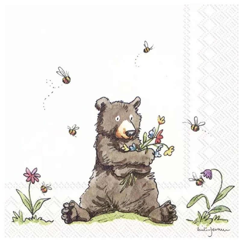 2 x Decoupage Paper Napkins Bear Serviette Scrapbooking Paper Craft