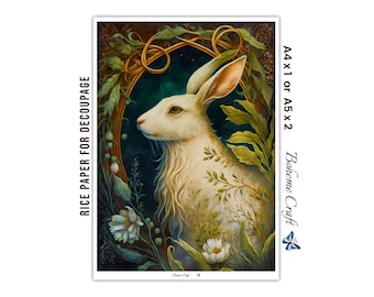 Woodland Rabbit Rice Paper for Decoupage, Hare Illustration, (A4/A5)