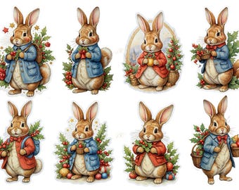 Papel de arroz con forma de conejito navideño para decoupage: Efímeras para scrapbooking