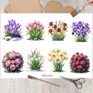 Papier de riz pour découpage, Feuille de collage de fleurs printanières, Collage pour fabrication de cartes, Loisirs créatifs en papier décoratif, Techniques mixtes, DIY déco