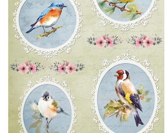 Bird Rice Paper for Decoupage: Italian Mulberry Paper, A4 Sheet