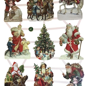 German Die Cut Paper Scraps, Vintage Christmas Santa Poetry Picture Collage For Scrapbooking, Card Making , Paper Crafts EF 7403