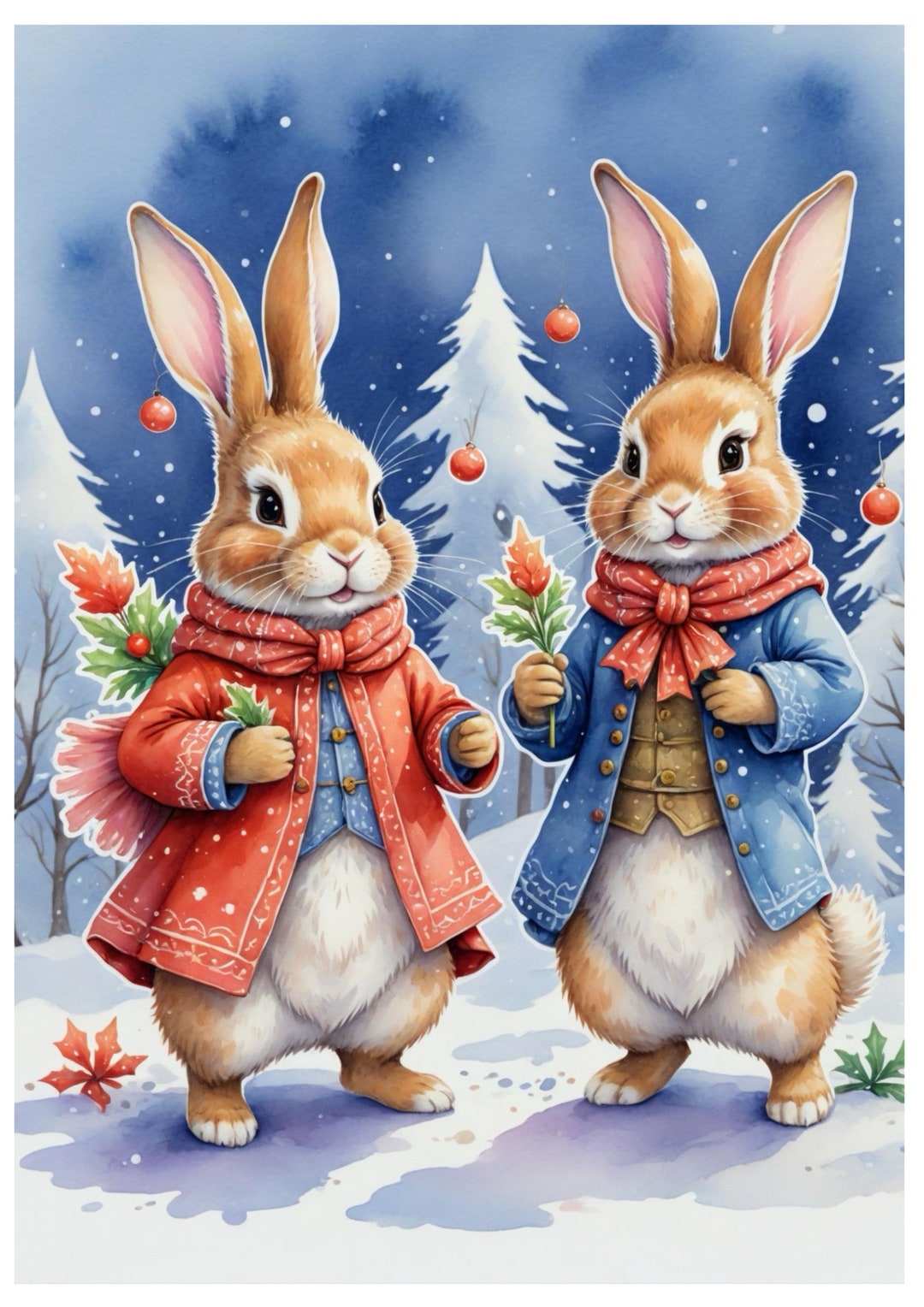 Christmas Rabbit Rice Paper: Winter Snow Scene Decoupage - Etsy