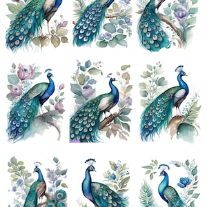 Carta di riso con uccelli pavone per decoupage, scrapbooking, creazione di biglietti, decorazioni fai da te per mobili, artigianato di carta, diari