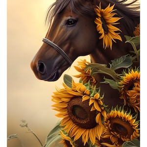Papier de riz décoratif pour découpage / Portrait de cheval tournesol / Scrapbooking / Fabrication de cartes / Transfert de meubles à faire soi-même