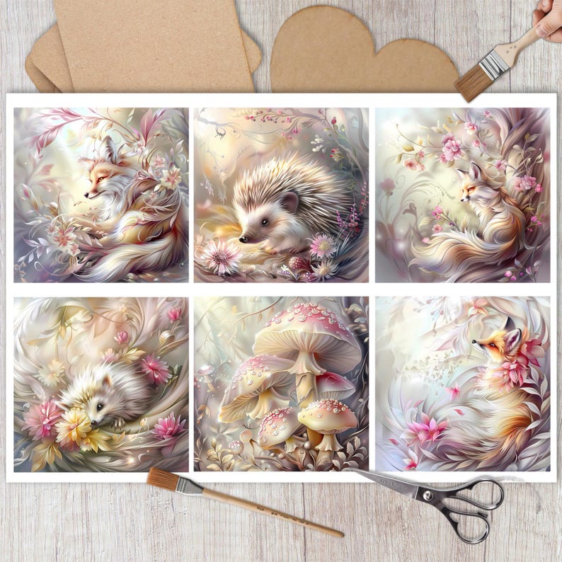 Enchanted Forrest Decoupage Rice Paper Fairytale Animal Collage Sheet Scrapbook journals Card Making Supplies. image 6