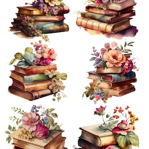 A4 Rice Paper/ Decoupage / Vintage Floral Books / Scrapbooking / Card Making / Ephemera/ Journal/ A4