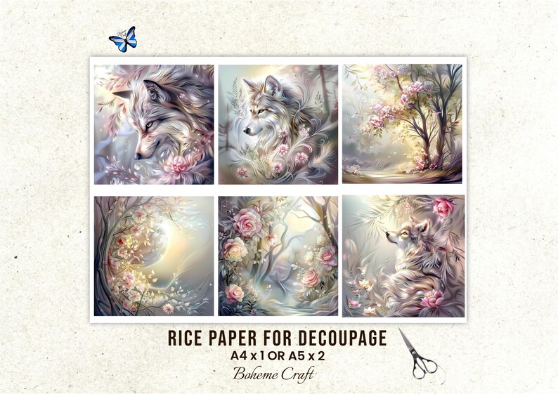 Enchanted Forrest Decoupage Rice Paper Fairytale Animal Collage Sheet Scrapbook journals Card Making Supplies. image 7