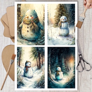 Weihnachtliches Reispapier für Decoupage / Serviettentechnik / Winter Schneemann Collage / Scrapbooking Ephemera, Kartenherstellung Papier, Dekoratives Papier