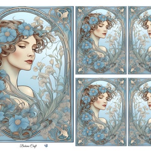 Carta di riso Art Nouveau per decoupage, creazione di cartoline, scrapbooking, diari e lavori decorativi con la carta