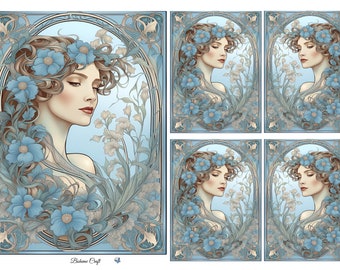 Art Nouveau Reispapier für Decoupage, Kartenherstellung, Scrapbooking, Journals und dekoratives Papierhandwerk