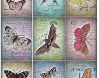 Papel de arroz con mariposas para decoupage: Hoja A4 estilo vintage