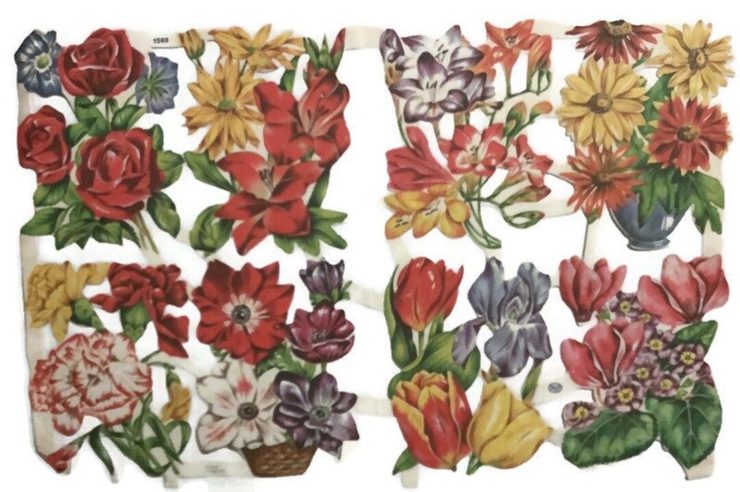 Vintage MLP Die Cut Embossed Paper Scraps Flower Collage Etsy