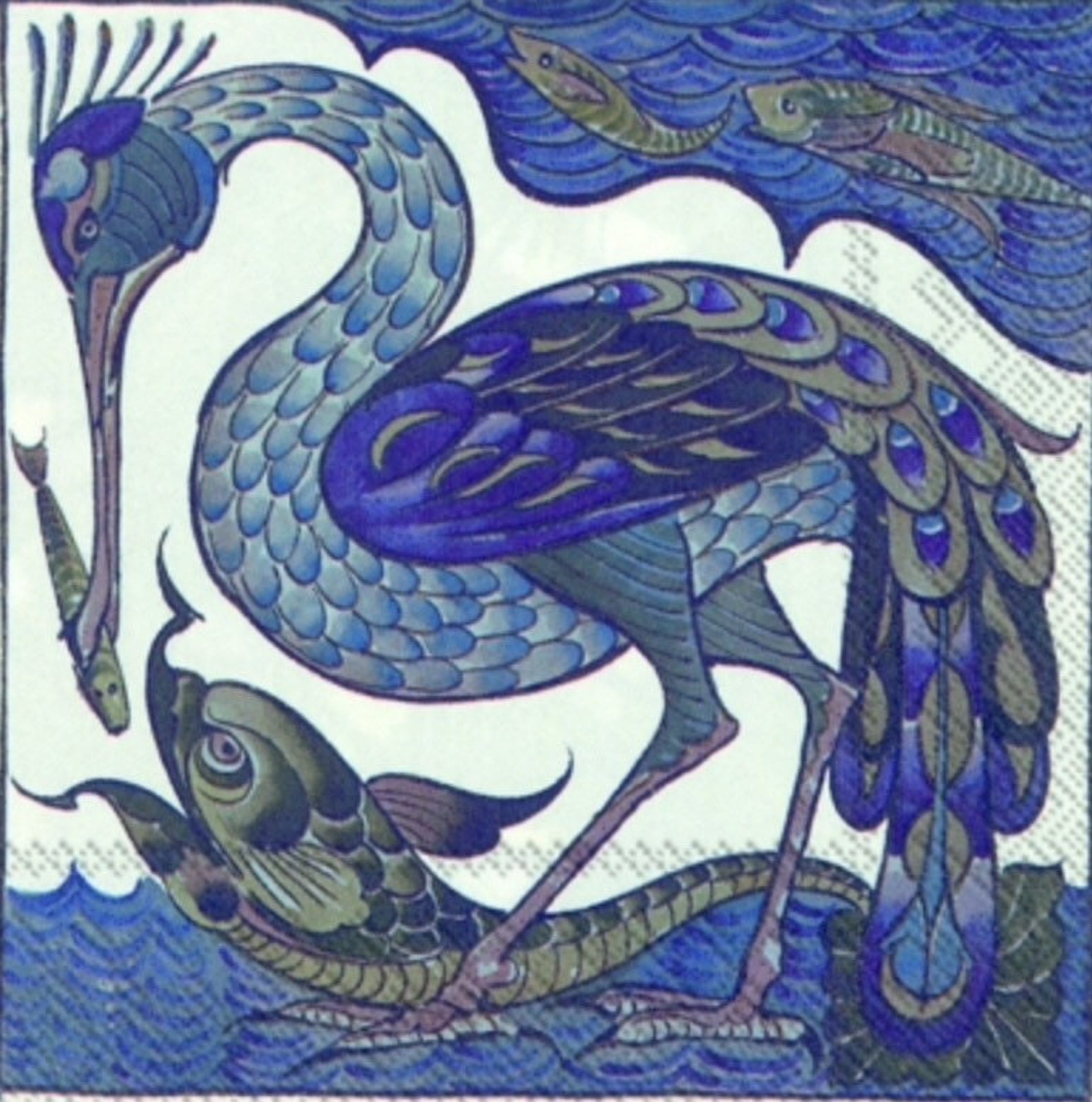 2 x Decoupage Napkins / Blue Heron / Paper Napkin for Etsy