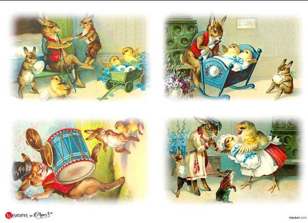 Vintage Easter Rabbit Rice Paper for Decoupage, Decorative Paper Crafts ...