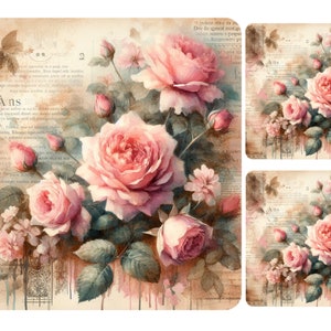 Vintage Rosen Reispapier für Decoupage, Scrapbooking, Journals, Kartenherstellung und dekoratives Papierhandwerk